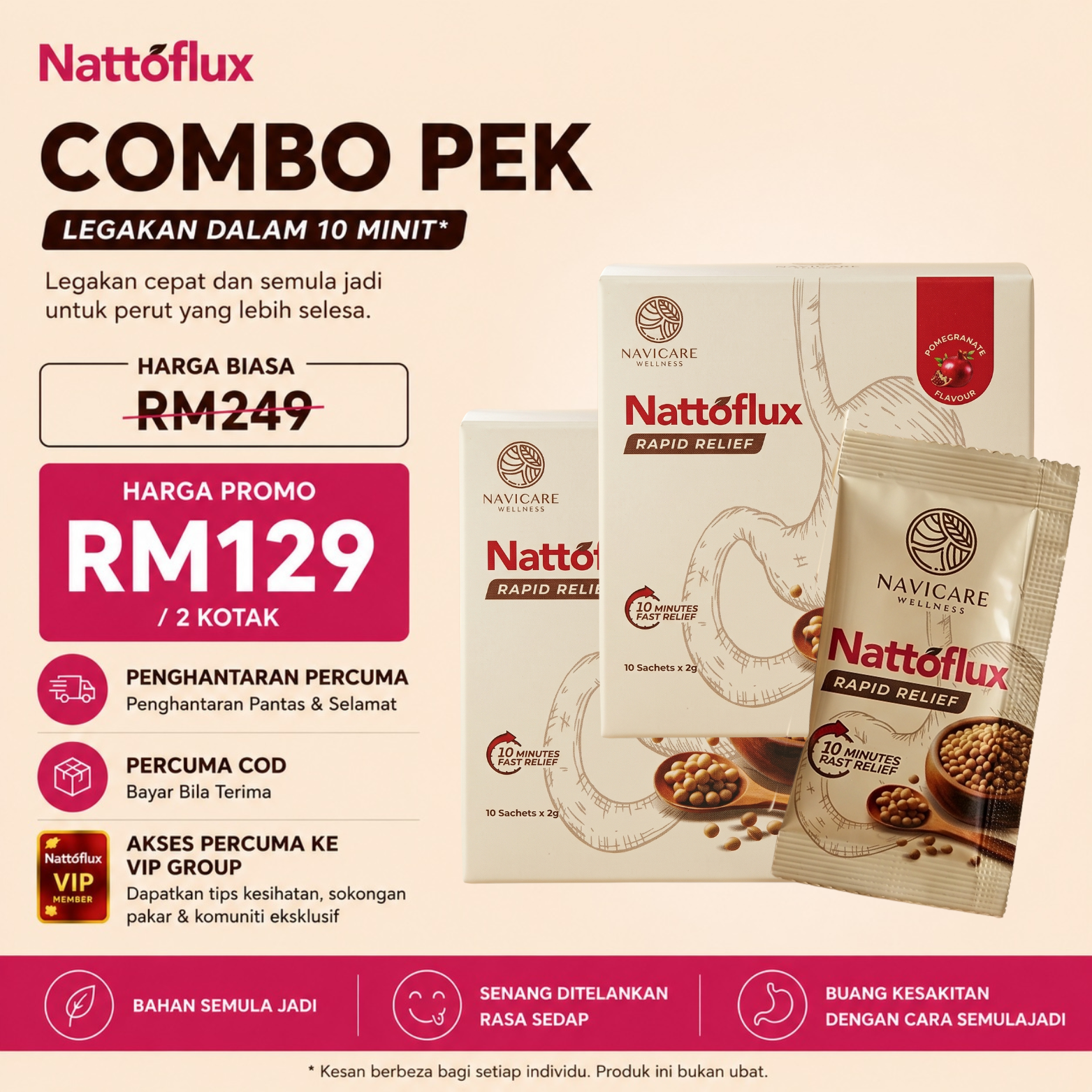 Nattoflux Rapid Relief Combo Pek 2 kotak